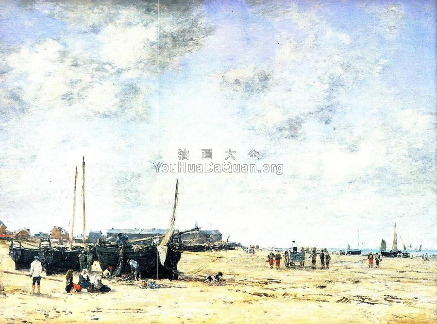 The Beach at Berck - 尤金·布丹